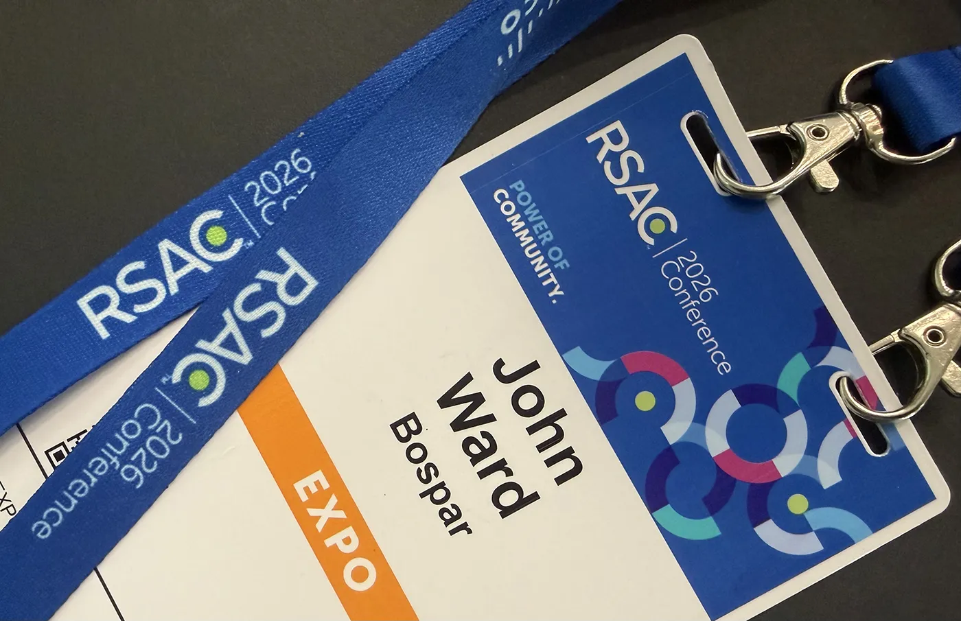 Close-up of John Ward's RASC 2026 Conference badge